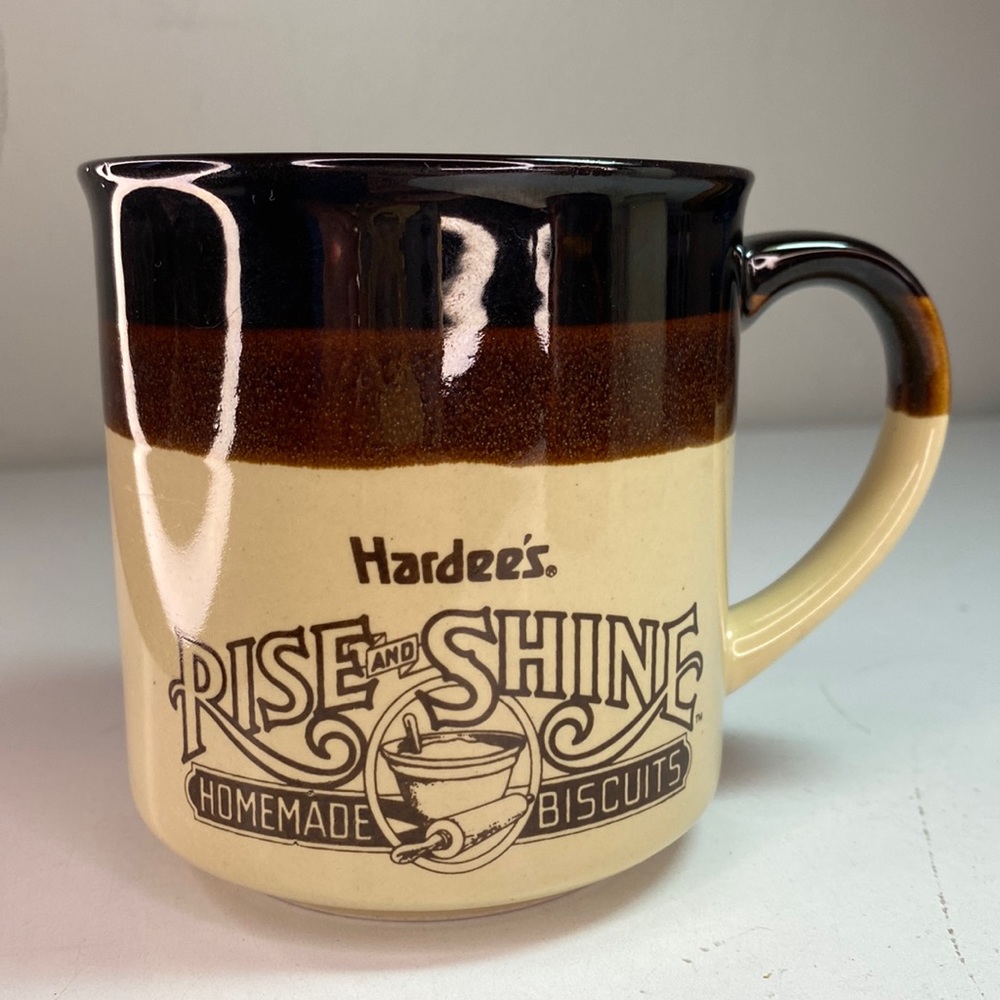 Hardees Rise and Shine Vintage 1989 80s Homemade Biscuits Coffee Tea Cup Mug